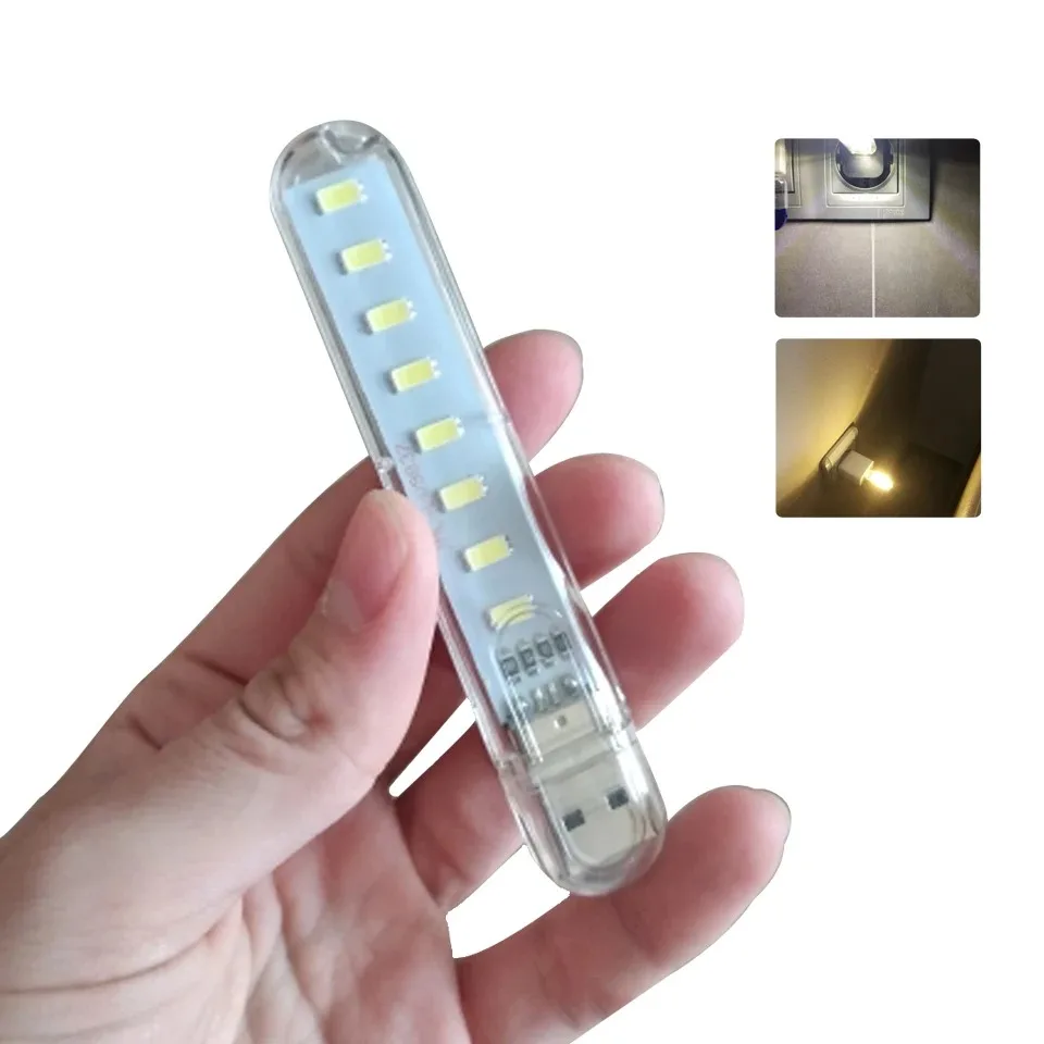 24/8/3LEDs Mini USB LED Book Light RGB Ultra Bright Reading Lamp SMD Bulb For Power Bank Laptop Notebook Przenośne lampki nocne