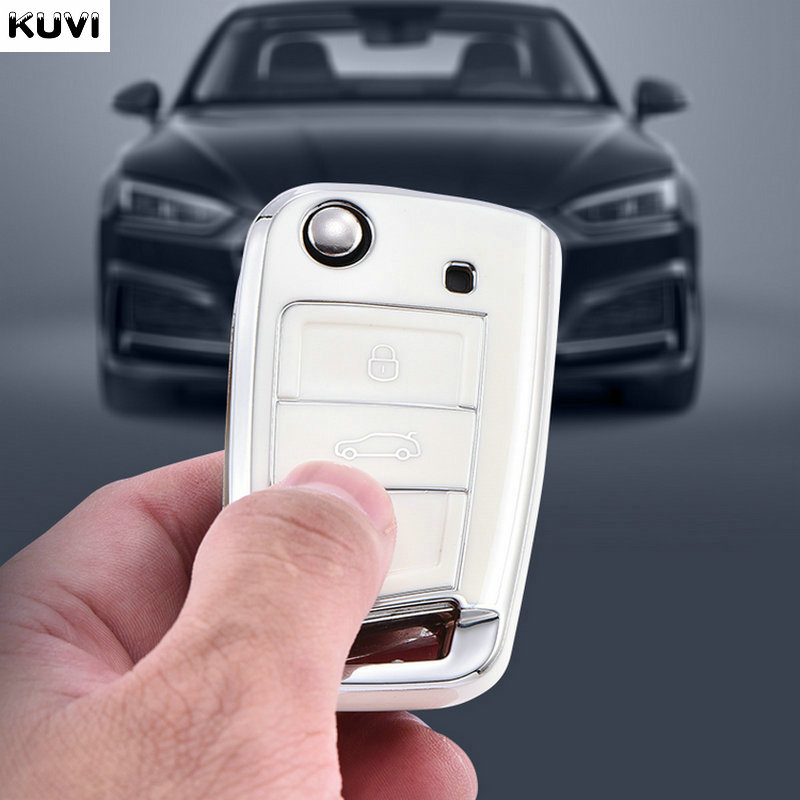 3 4 ボタン TPU 車のキーケースカバー Fob VW フォルクスワーゲンゴルフ 7 MK7 ティグアン MK2 シート Ateca レオン FR 2 イビサシュコダオクタ