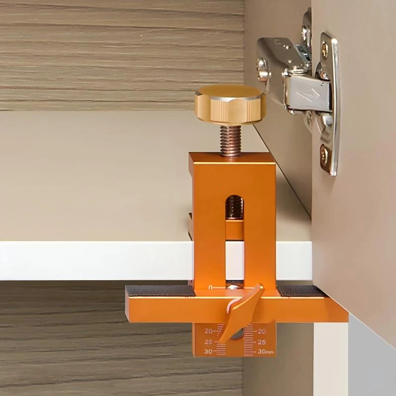 Gabarito de montagem de porta de armário, com braço e braçadeira de suporte, ferramenta de corpo de liga de alumínio para instalação de armários com moldura frontal ou sem moldura