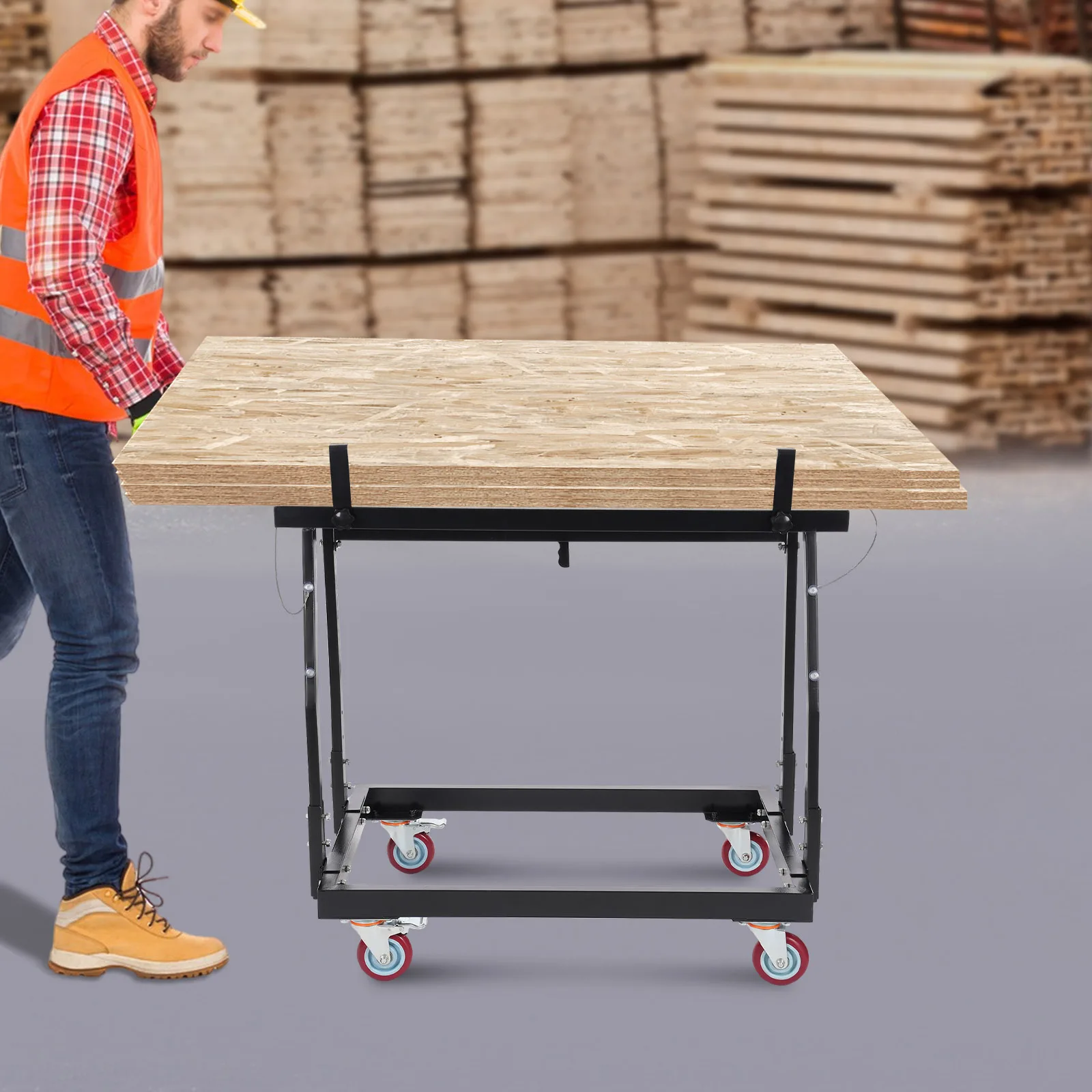 Heavy Duty Drywall Panel Cart, Panel Handler Cart, Tilting Panel Carts with Casters