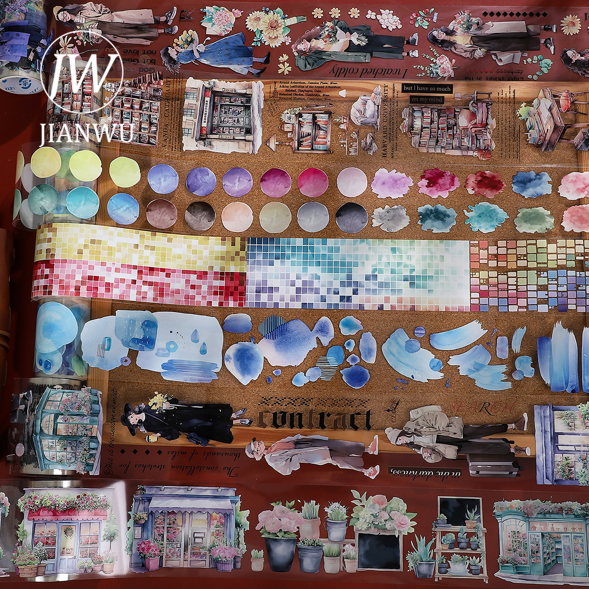 JIANWU 200cm Vintage mariposa flor paisajismo Material Collage PET cinta creativa DIY diario Scrapbooking papelería