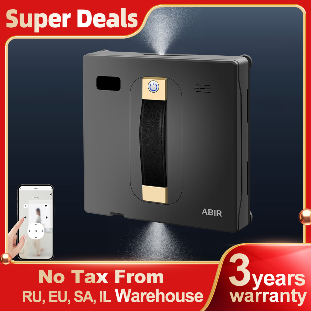 (Промокод: RUR666)Робот-мойщик окон ABIR WD8, Двойное распыление воды, Интеллектуальная память, Высоковакуумное всасывание, Лазерный датчик, Домашний робот для мытья стекол, управление приложением