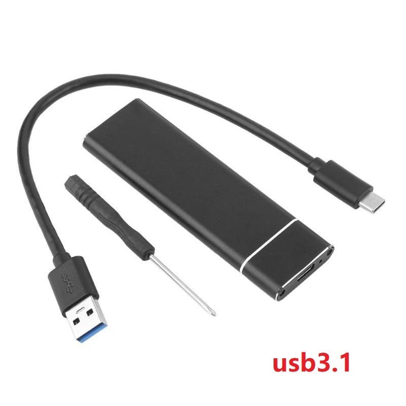 Caixa de disco rígido externo, caixa de alumínio, NGFF M.2 SATA SSD para USB 3.1, tipo C para M.2 NGFF, NVME PCIE HDD, UASP B B + M Key