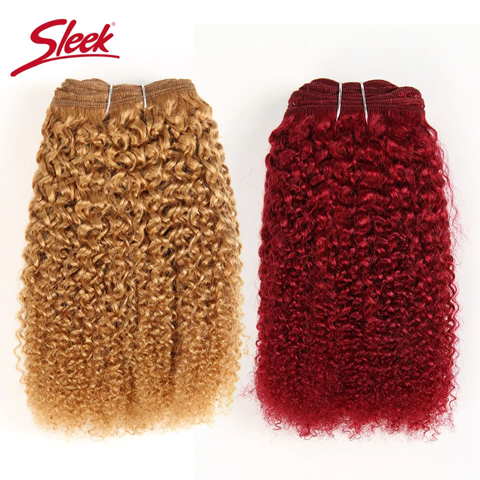 Oferta de extensiones de cabello humano brasileño, tejido Afro rizado elegante, 1 pieza solamente # 27 # 30 extensiones de cabello Remy rojo envío gratis