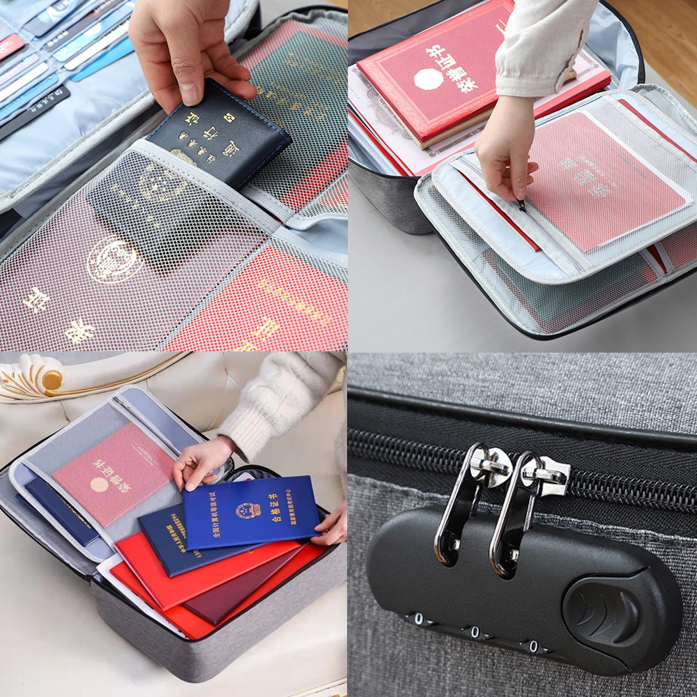 Men Documents Organizer Briefcase File Lockbox Large Women Bag Travel Credentials Wallet Luggage Storage New Cute Print Handbags