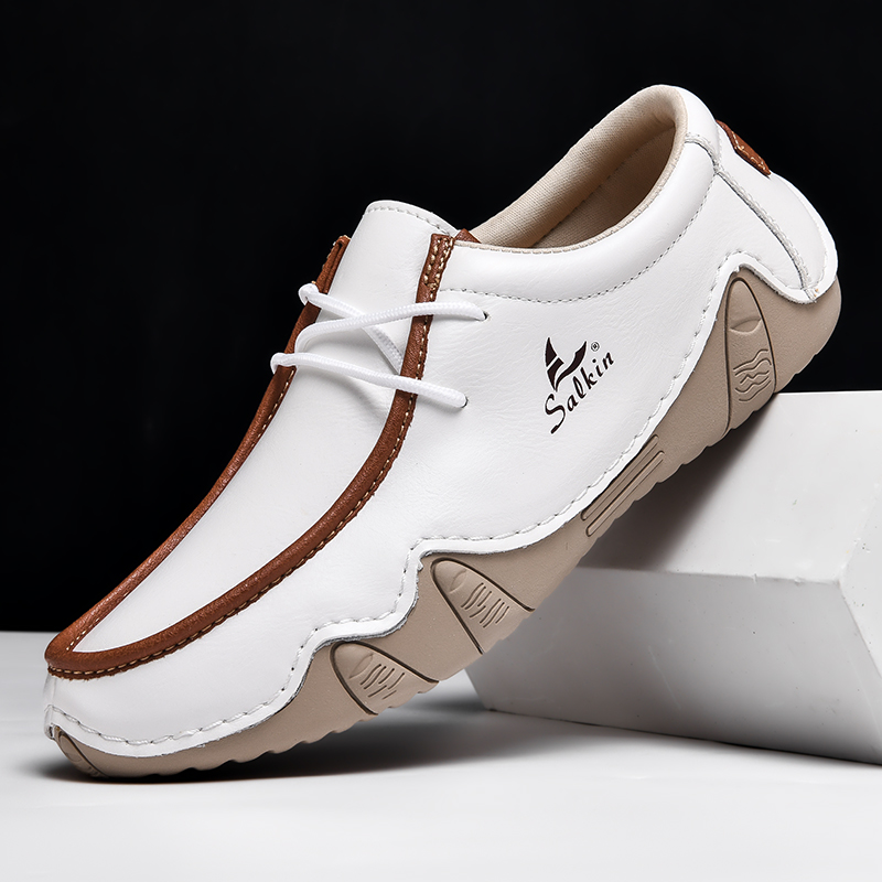 Neue 2025, Herbst, handgefertigt, Leder, lässige Herrenschuhe, Design, modische Turnschuhe, Herren-Müßiggänger, atmungsaktiv, niedrige Oberseite, flache Schuhe, Fahren