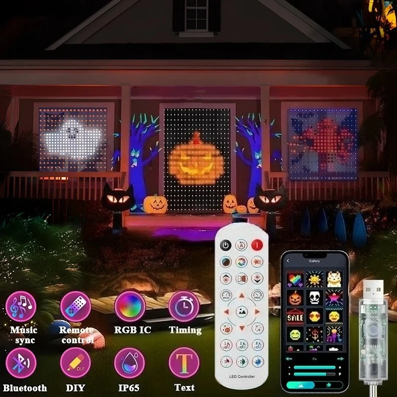 Cortina de luz Led inteligente con USB, Control por aplicación, luz de hadas RGB, lámpara de cadena con imagen DIY, cortina para ventana de fiesta, decoración navideña para dormitorio