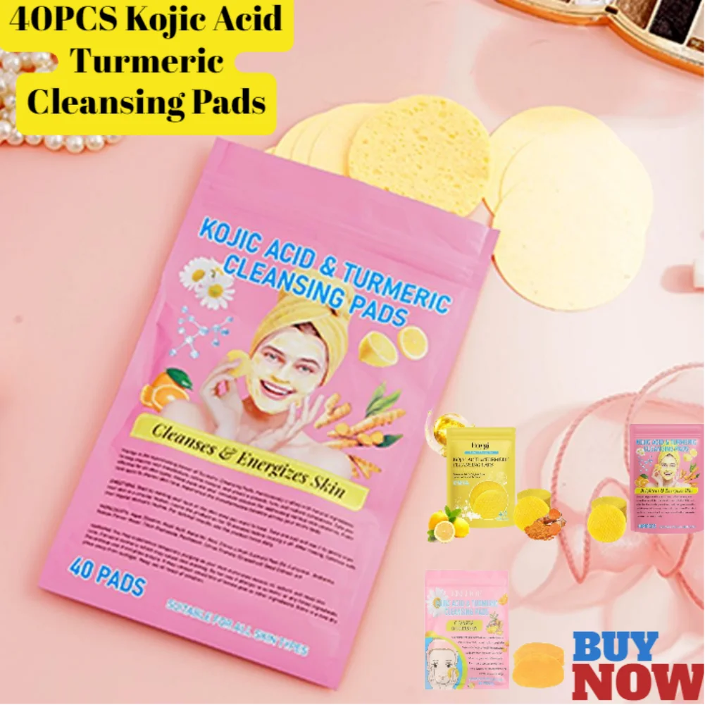 40 pçs almofadas de limpeza de ácido kójico de cúrcuma almofadas esfoliantes esponjas faciais para limpeza esfoliante limpeza diária cuidados com a pele