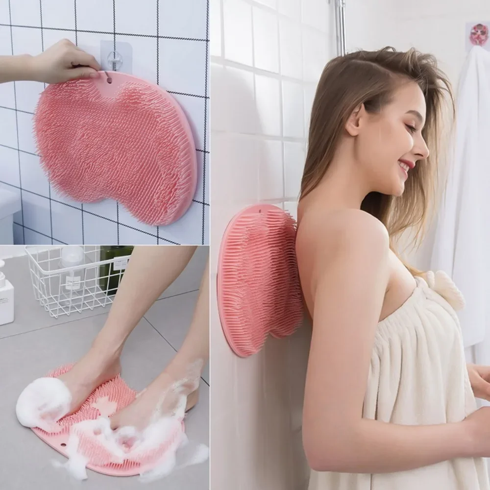 ฝักบัวเท้ากลับ Scrubber ซิลิโคนนวดอาบน้ํา Pad นวดเบาะแปรงดูดถ้วยล้างเท้า Exfoliating แปรง