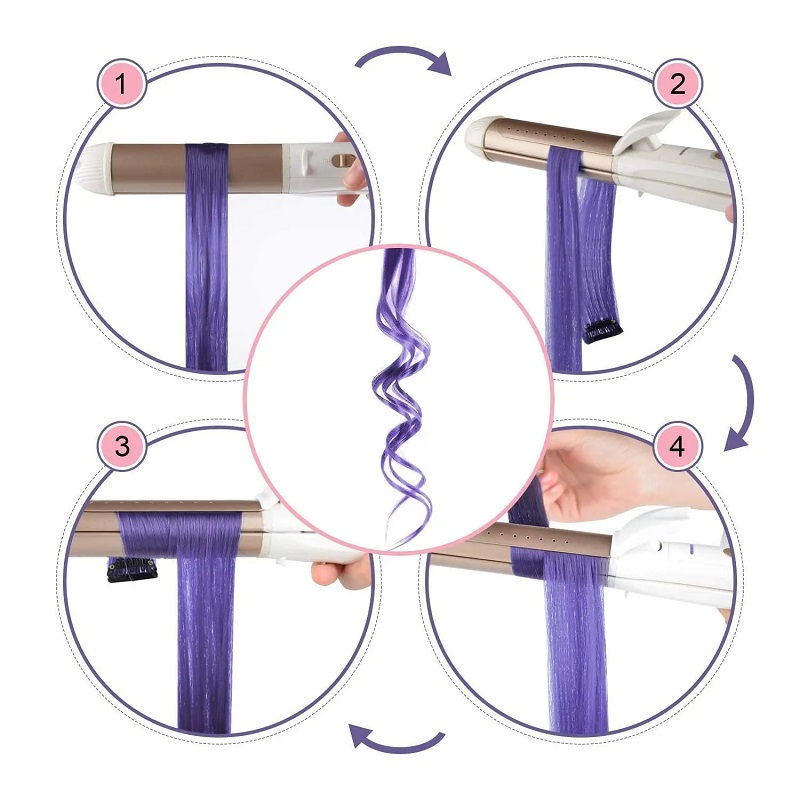 22 inch synthetische lange rechte clip in hair extensions hoge temperatuur haarstukken regenboogkleuren haaraccessoires voor vrouwen