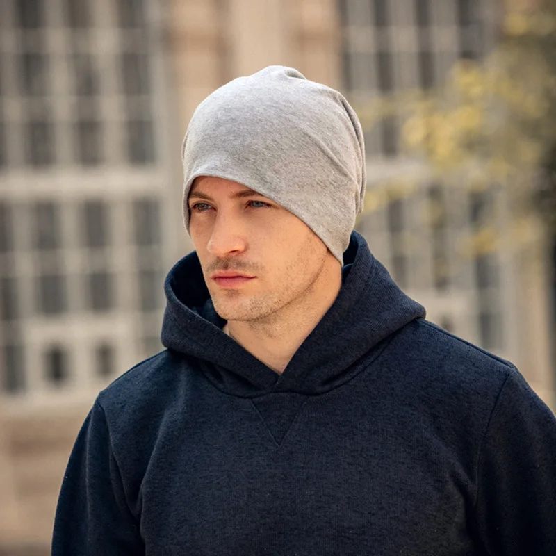남자를위한 새로운 솔리드 컬러 헐렁한 Slouchy Beanies 모자 남성 가을 봄 힙합 부드러운 귀 따뜻하게 Skullcaps 야외 Windproof 보닛