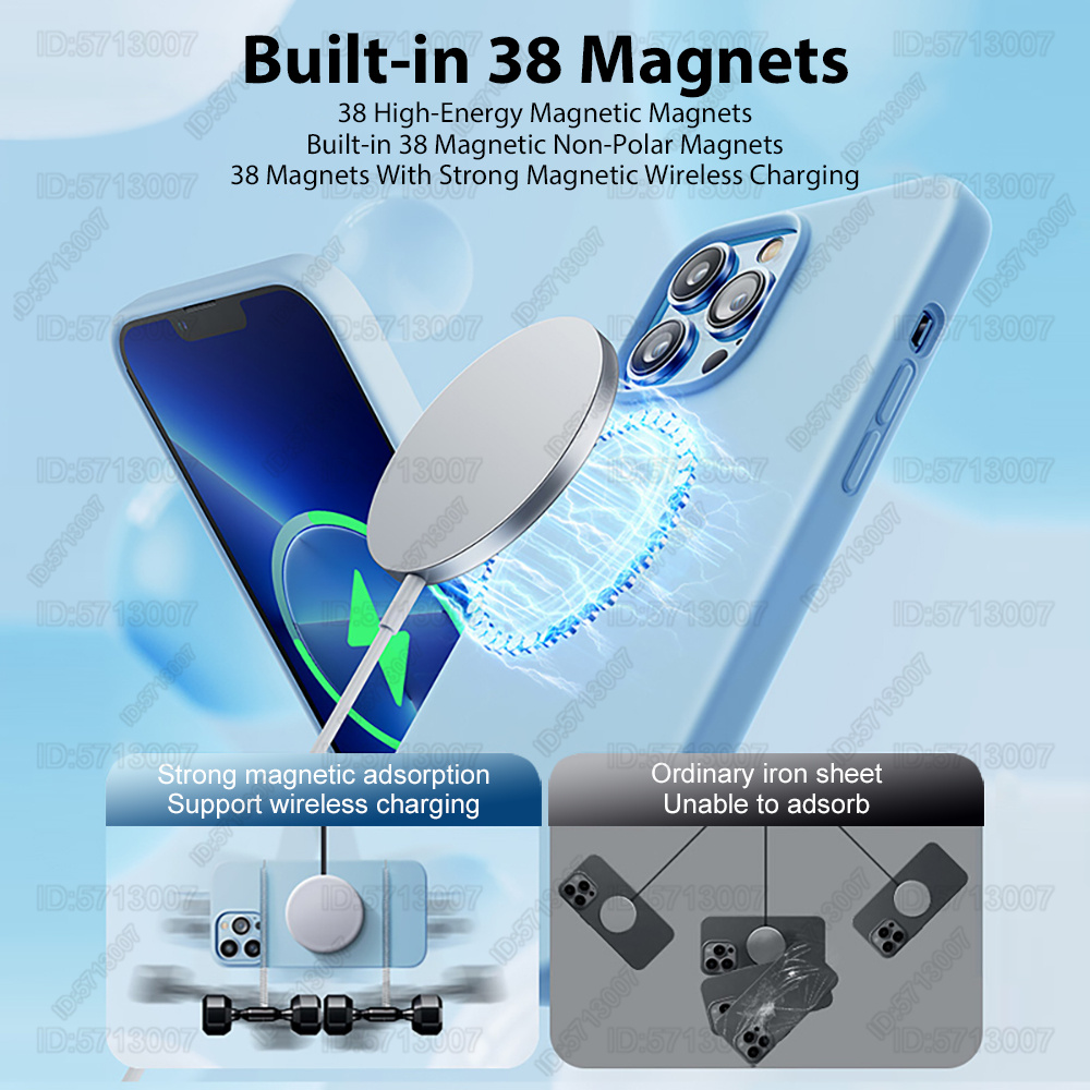 Funda magnética Original Magsafe para Apple iPhone 16 15 14 13 12 11 Pro Max Plus, funda de silicona líquida con carga inalámbrica para teléfono