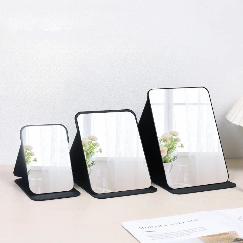 Folding Makeup Mirror High-quality Portable Desktop Makeup Mirror Single-side Creative Women Solid Color Standing Makeup Mirror