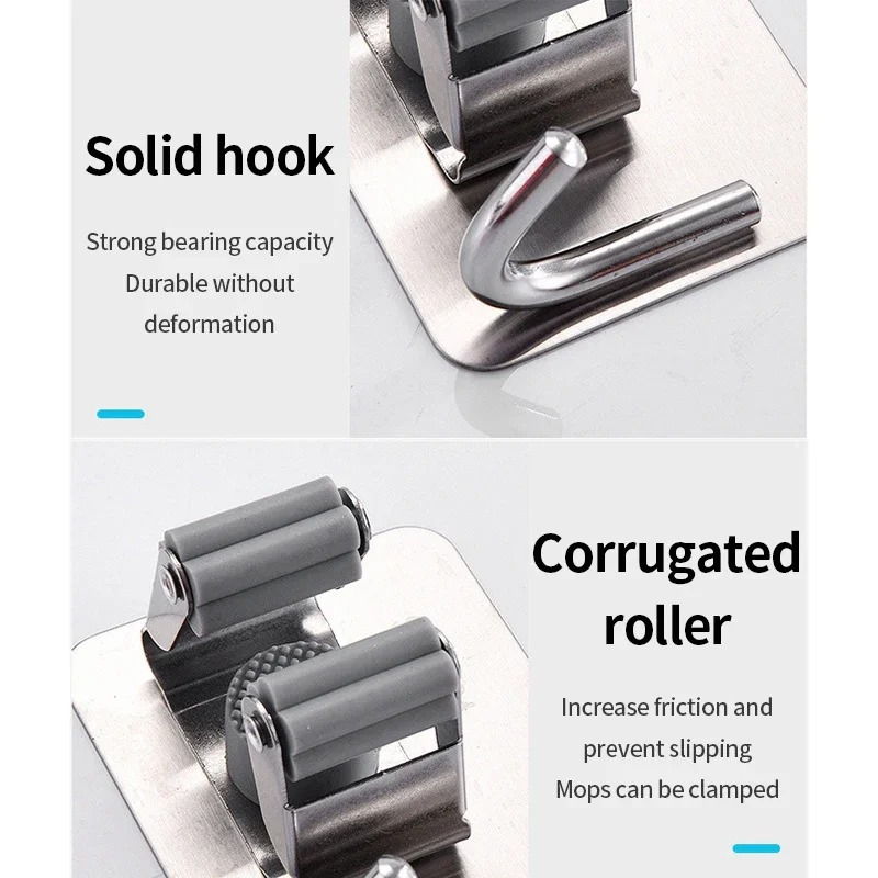 Multi-Purpose Hooks Adhesive Wall Hanging Mop Rack Broom Hanger Hook Kitchen Bathroom Organization Home Organizer Accessories ﻿