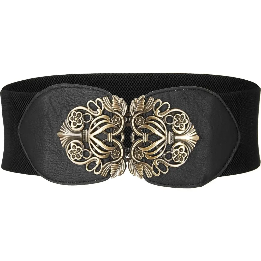 Vintage Butterfly Buckle Wide Elastic Waistband for Women Mix Winter Models