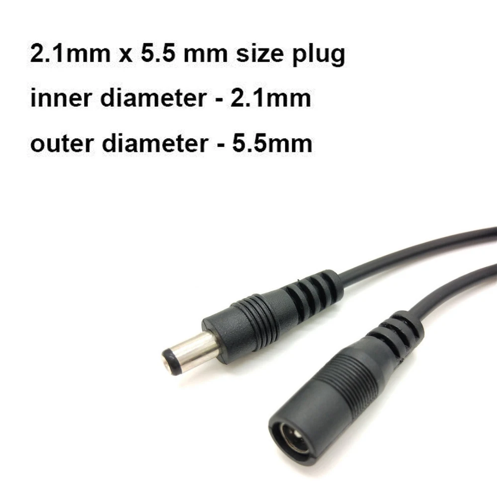 Przedłużacz kabla zasilającego 5M 10M DC12V 5,5 mm * 2,1 mm Złącze męskie do żeńskiego do lampy LED Kamera bezpieczeństwa CCTV Czarny kabel zasilający