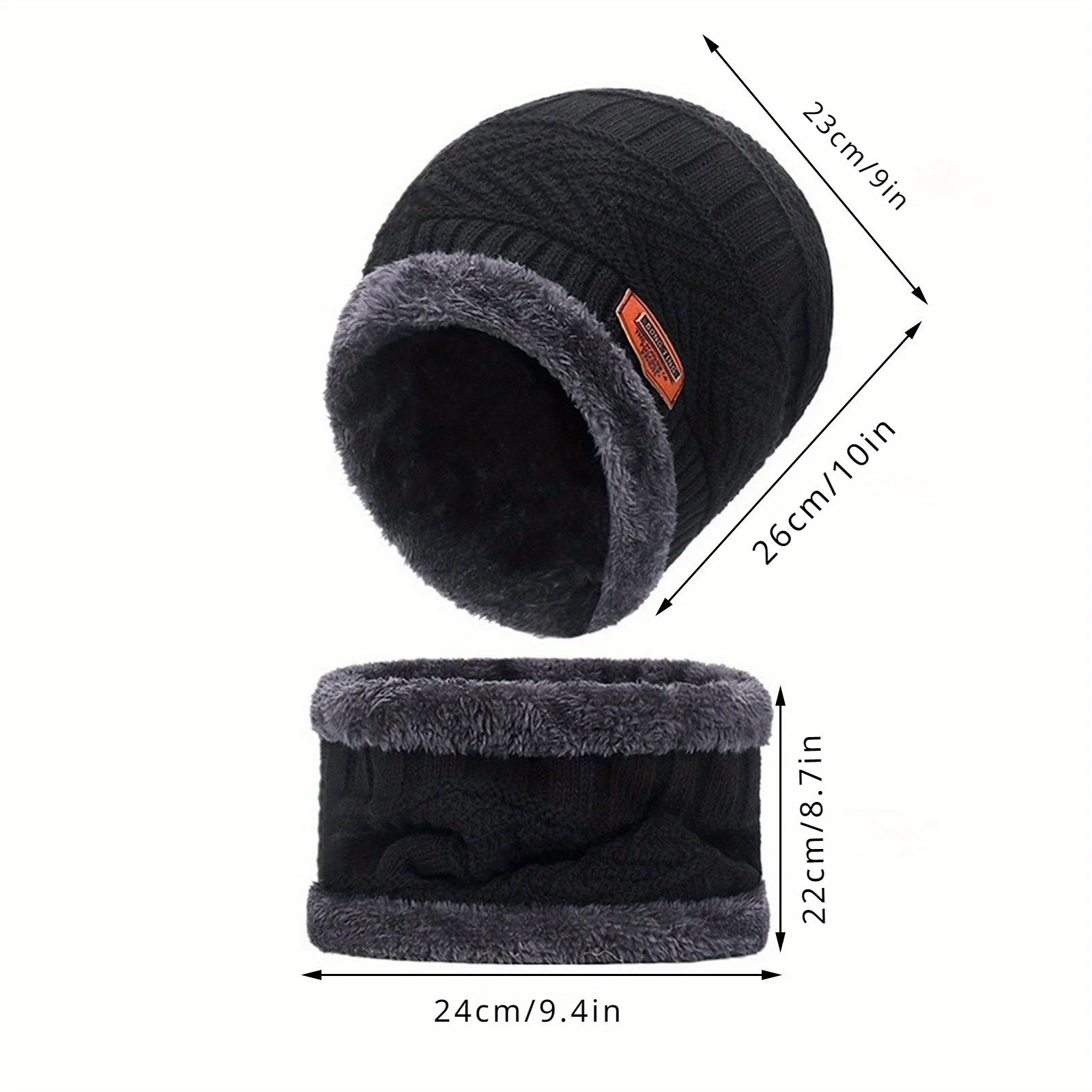 Gorro de inverno, cachecol e luvas com tela sensível ao toque, conjunto para homens e mulheres, boné de caveira de malha quente