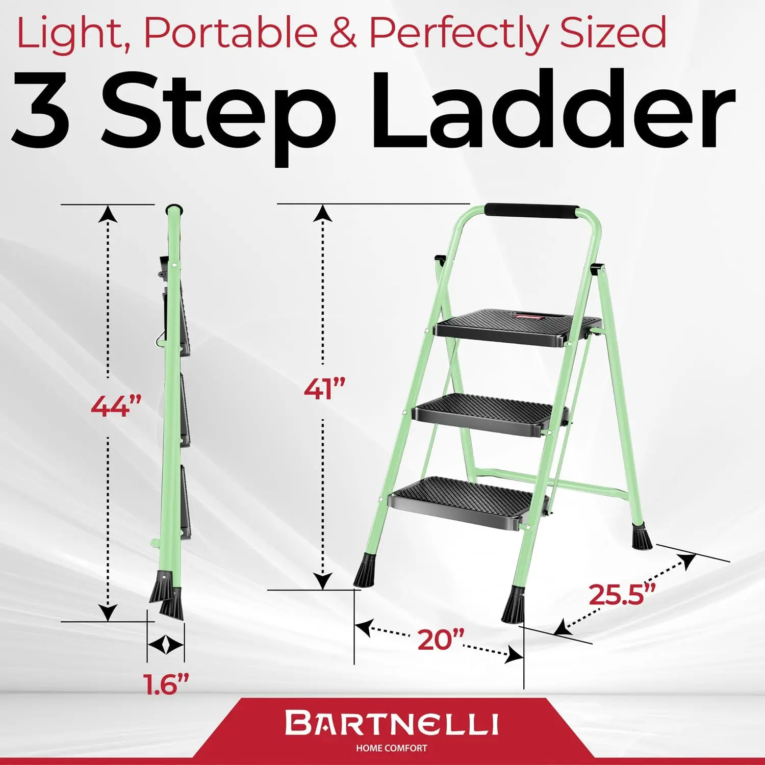 3 step foldable step stool | Rock-solid 500 lb capacity, built with the highest grade of robust steel construction