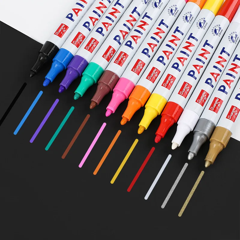 1 Chiếc Xe Bút Sơn Chống Thấm Nước Xe Bánh Lốp Xe Dầu Tranh Mark Bút Tự Động Cao Su Lốp Tmark CD Kim Loại Thường Trực sơn Đánh Dấu