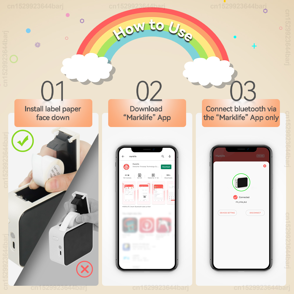 2/5/10 Rolls P15 Thermische Label Sticker voor Phomemo D30 Q30 Marklife P15 P12 DELI Q2 Label Maker Wit 12x40mm 15x30mm Label Tape