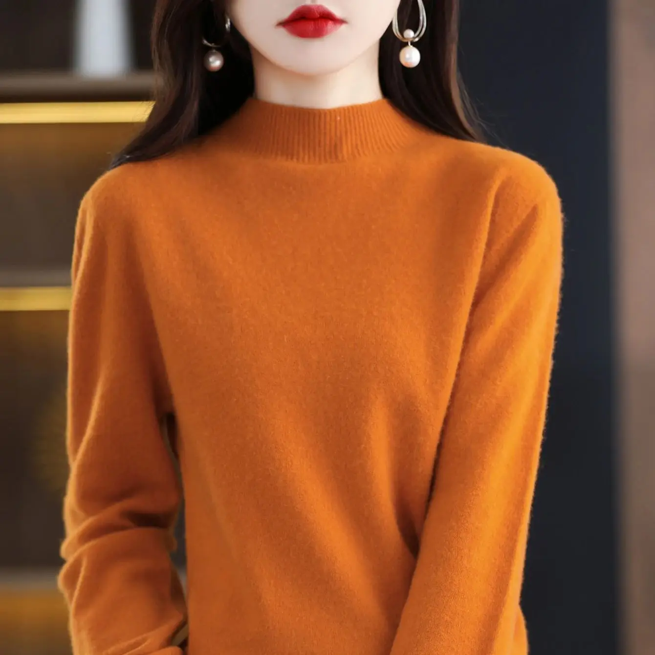100% Merinowolle Kaschmirpullover Damen Strickpullover Rollkragen Langarm Pullover Herbst Winter Kleidung Warme Pullover Tops