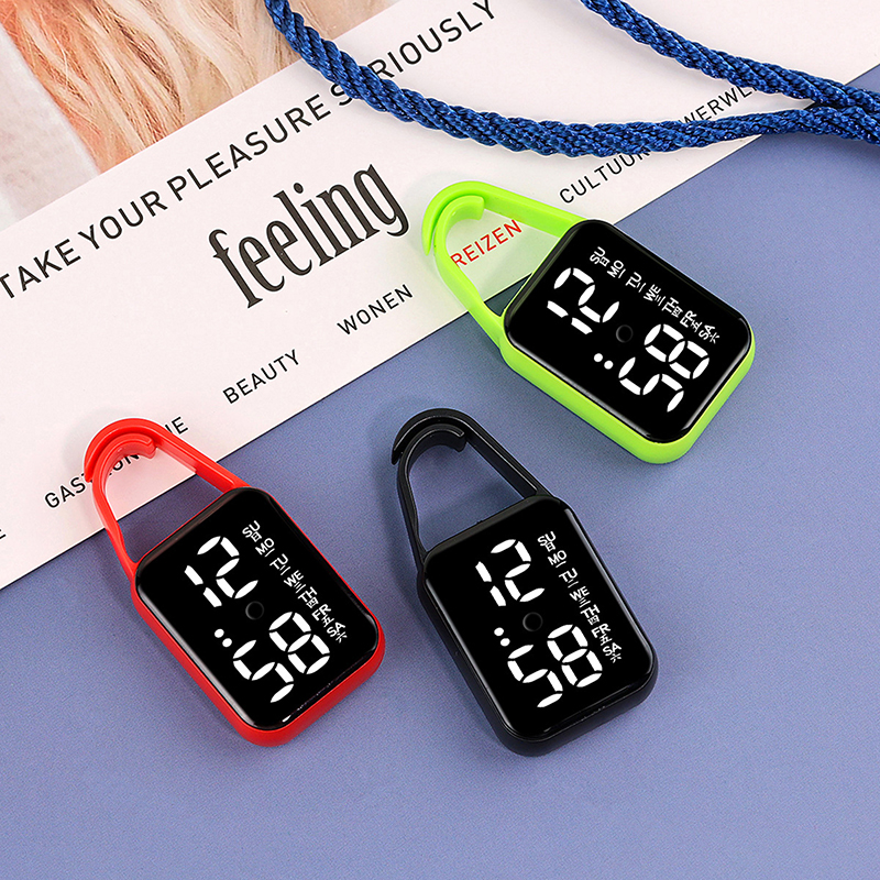 LED Digital Electronic Watch Keychain Luminous Function Children Gifts Multifunctional Hanging Watch Pocket Watches