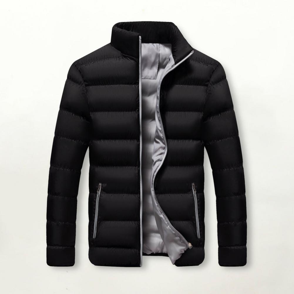 Veste en coton à col montant pour homme, manteau chaud, poche zippée, décontracté, automne, hiver