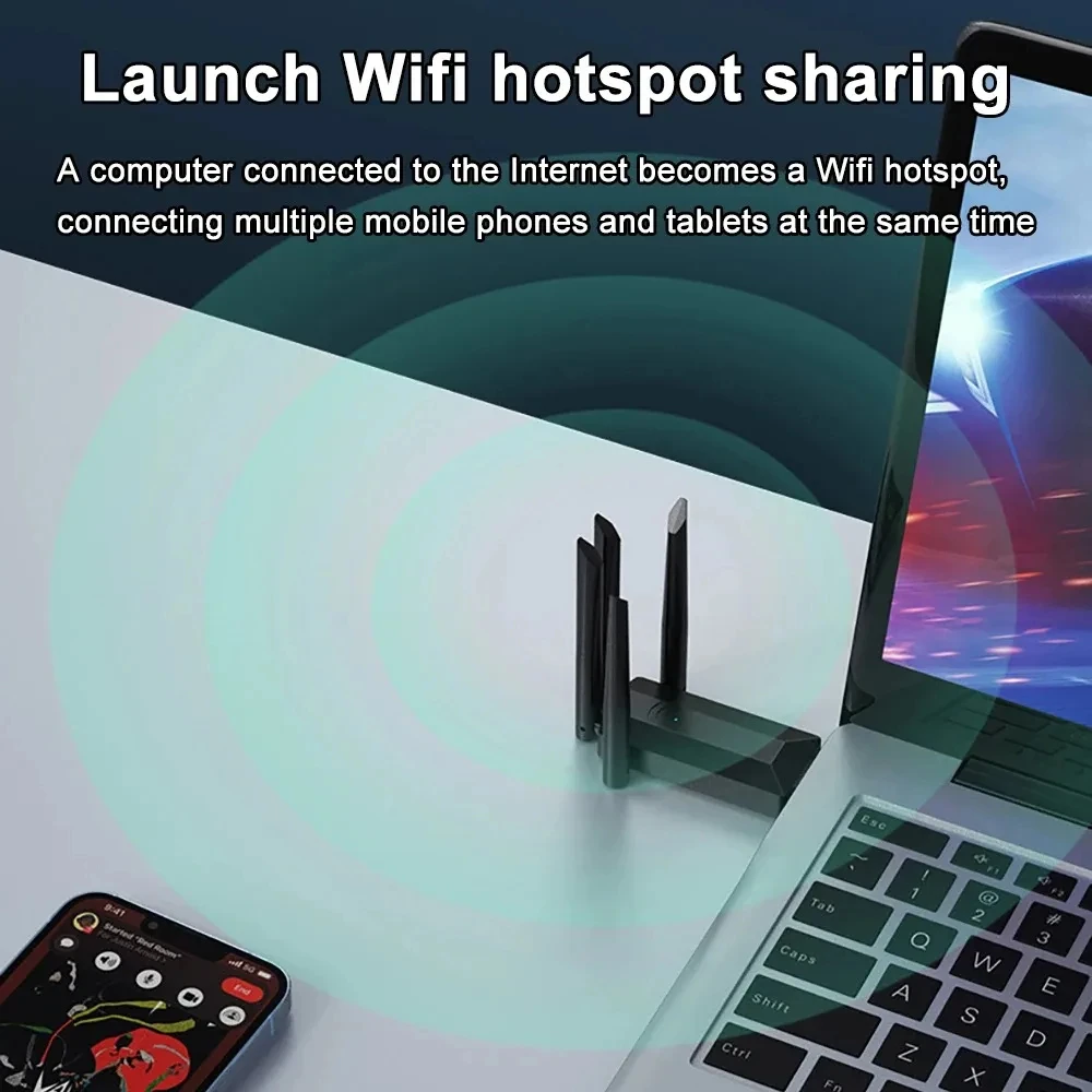 1200Mbps WiFi USB Adapter Network Card Dual Band 2.4G/5Ghz Wi-Fi Dongle 802.11AC 4 Antennas Wireless Receiver For PC Laptop