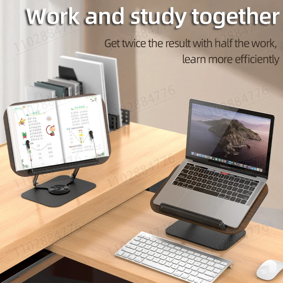 Suporte de leitura giratório multifuncional de 360 graus para estudante, Desktop Tablet Learning, suporte preto