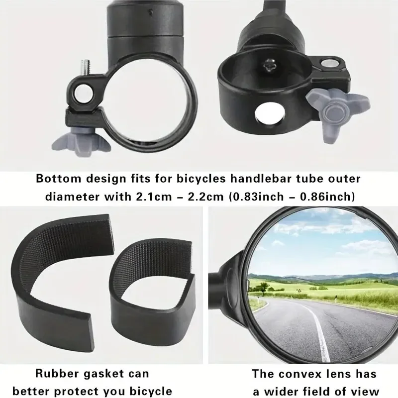 Espejos retrovisores para manillar de bicicleta, giratorios 360 para bicicleta de montaña y carretera, manguera flexible, espejo retrovisor ajustable