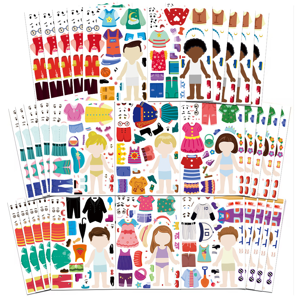 8/16/32PCS Grappige kinderverkleedpuzzelstickers Leuke cartoon Creatief plezier Kinderpuzzel Accountmateriaal Waterdichte sticker