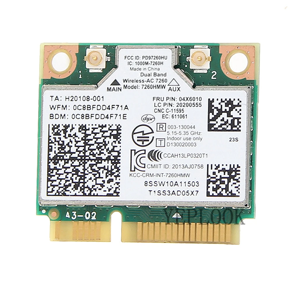 Мини-карта PCIe WiFi AC7260HMW для Lenovo S310 S440 S540 E440 K4250 Flex 14/15 M73Z 867 Мбит/с Wi-Fi Bluetooth4.0 двухдиапазонный 2,4G/5Ghz