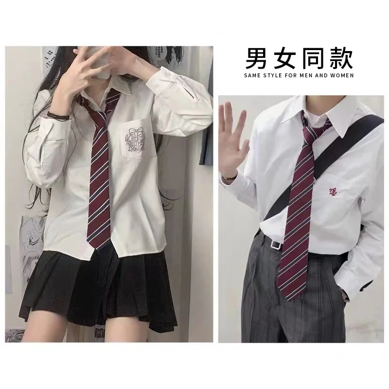 JK-corbatas a rayas de poliéster para hombres y mujeres, traje de uniforme universitario, ropa de cuello para chicas jóvenes, corbata perezosa de moda