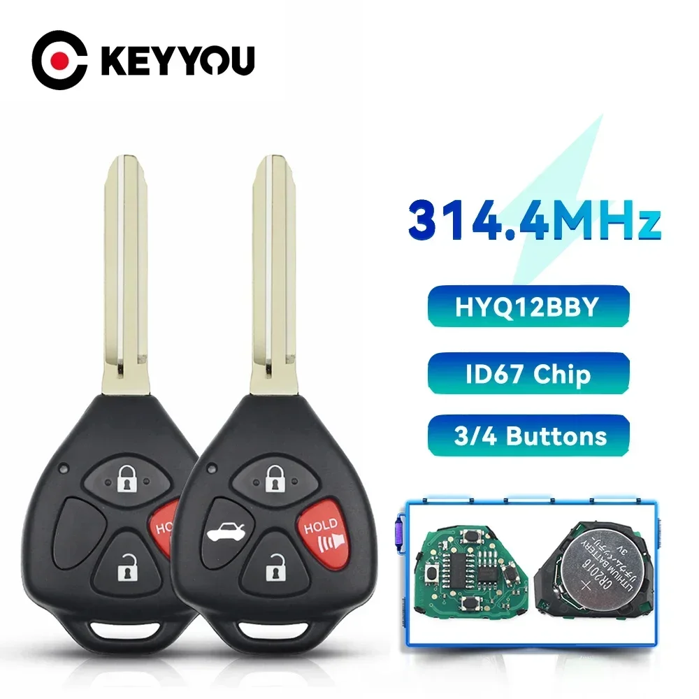 KEYYOU para Toyota Camry Avalon Corolla Matrix RAV4 Yaris Venza tC/xa/xB/xC HyQ12BBY 314,4 Mhz ID67 llave remota de coche