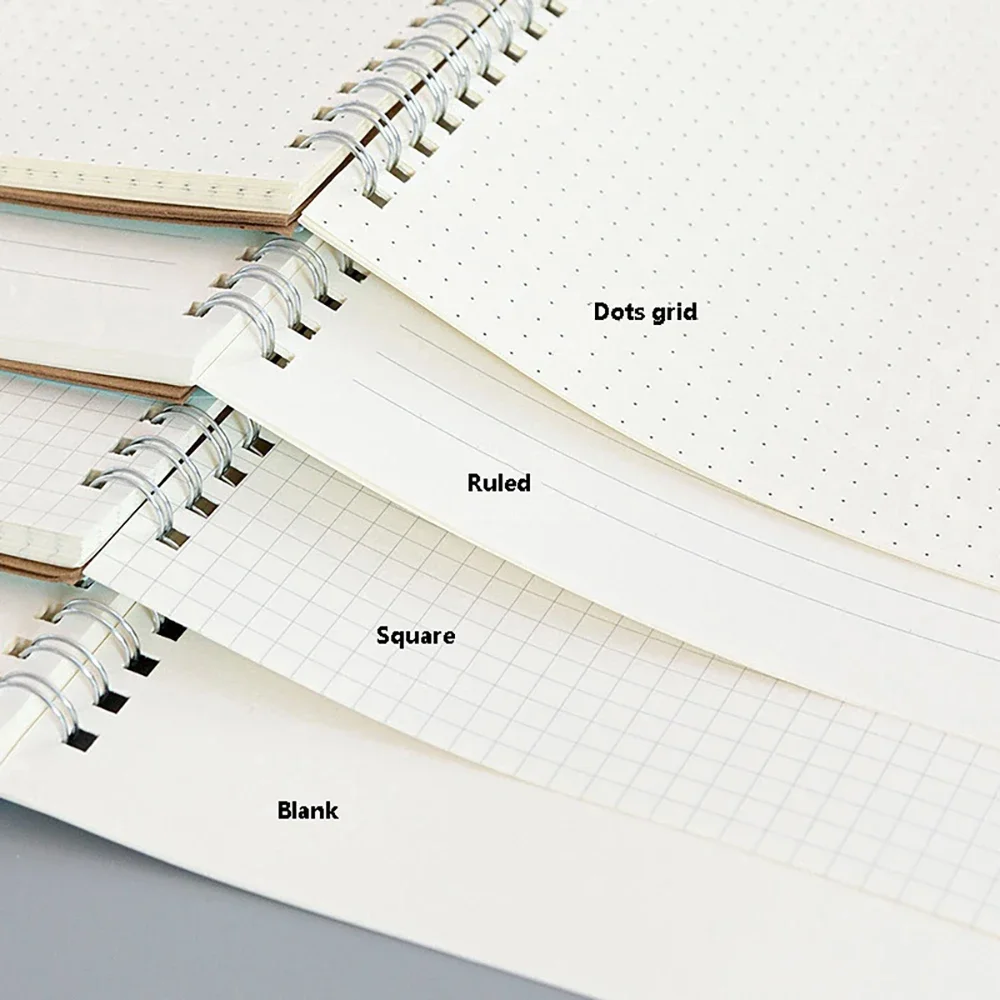 Quaderno a spirale A4/A5/A6 con punti foderati, quaderno in carta con griglia vuota, per cancelleria per ufficio scolastico