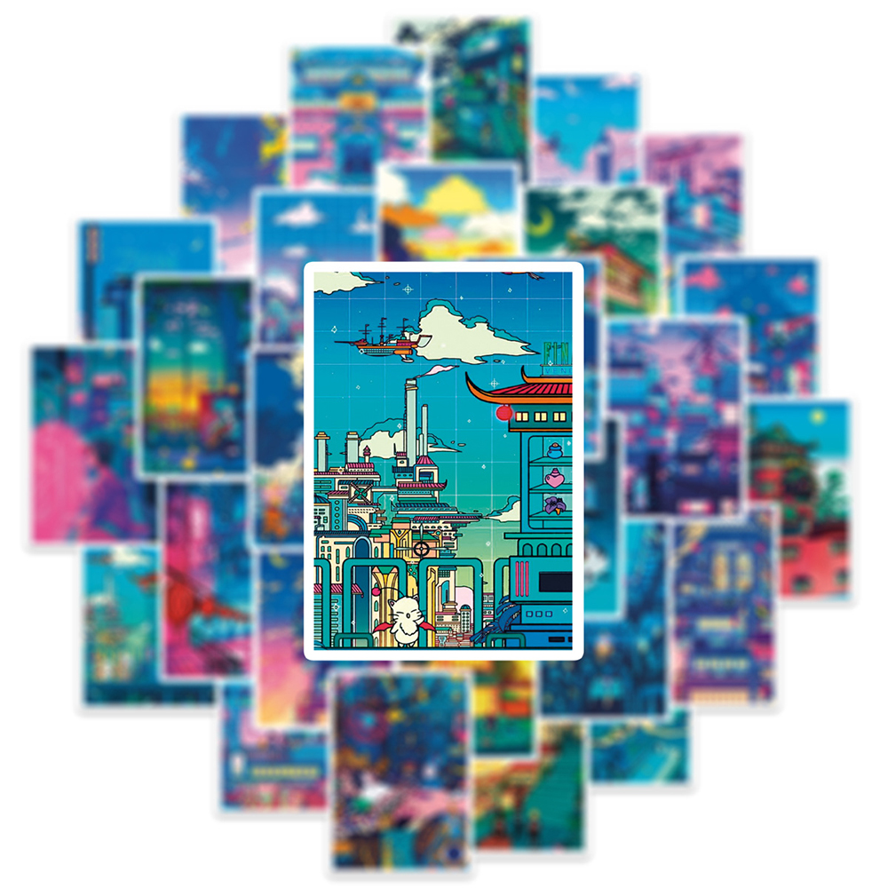 10/30/50 個アニメビューストリートナイト絵画プリント漫画ステッカーかわいい美的デカールスケートボードのラップトップ電話クールステッカー