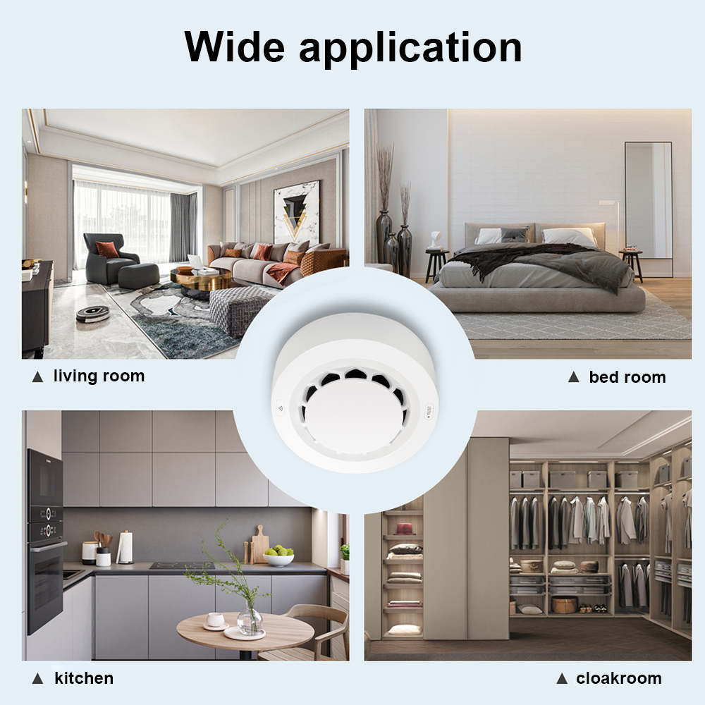 WiFi Rauch Sensor Tuya Rauchmelder Photoelektrischen Sensor Feuer Alarm Home Küche Sicherheit System Arbeit Mit Smart Leben APP