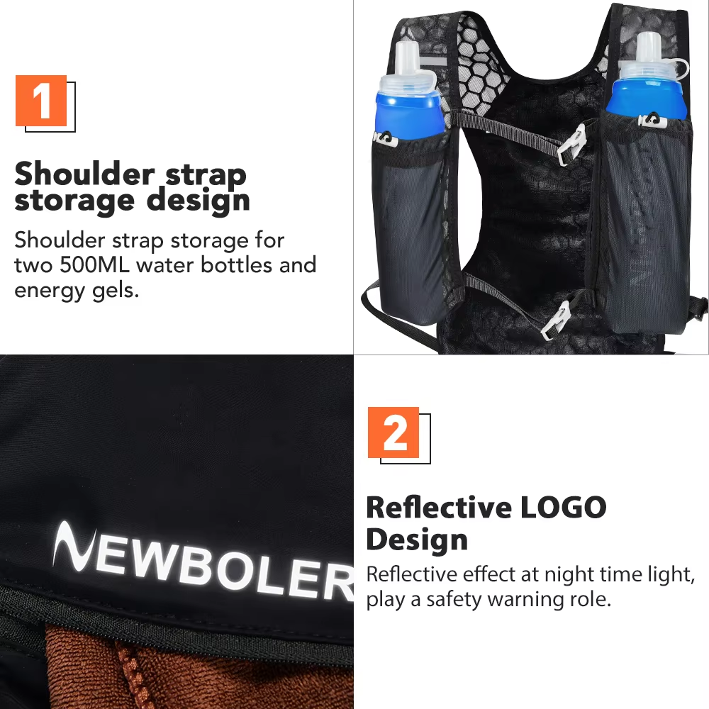 NEWBOLER Ademend drinkvest Trail Running-rugzakken Lichtgewicht Run Marathon-rugzak Fietsen Klimtas