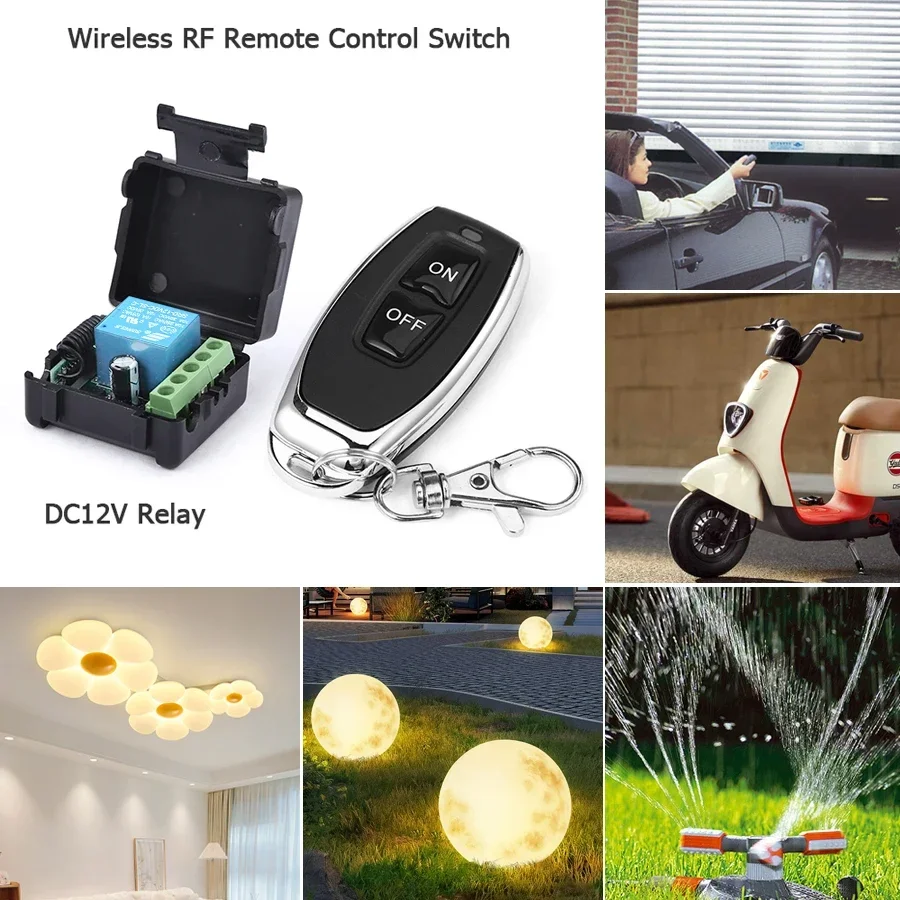 Acessórios de controle de construção de interruptor sem fio rf433mhz 12v 1ch 10a módulo receptor de relé transmissor controle remoto porta de garagem