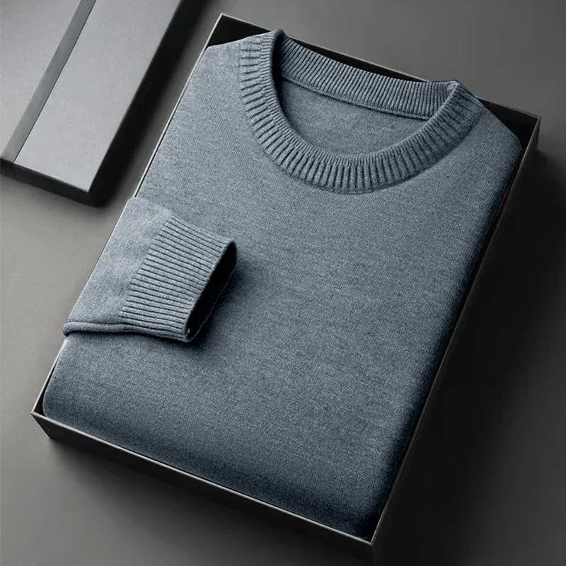 Klassischer Herren-Strickpullover mit Rundhalsausschnitt, langärmelig, weich, lässig, leicht, einfarbig, weich, für Herren