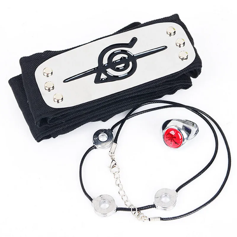 Anime Ninja Cosplay Kostüm Halloween Dawn Organisation Robe bestickt Red Cloud Umhang Unisex schwarz Robe Halskette Ring