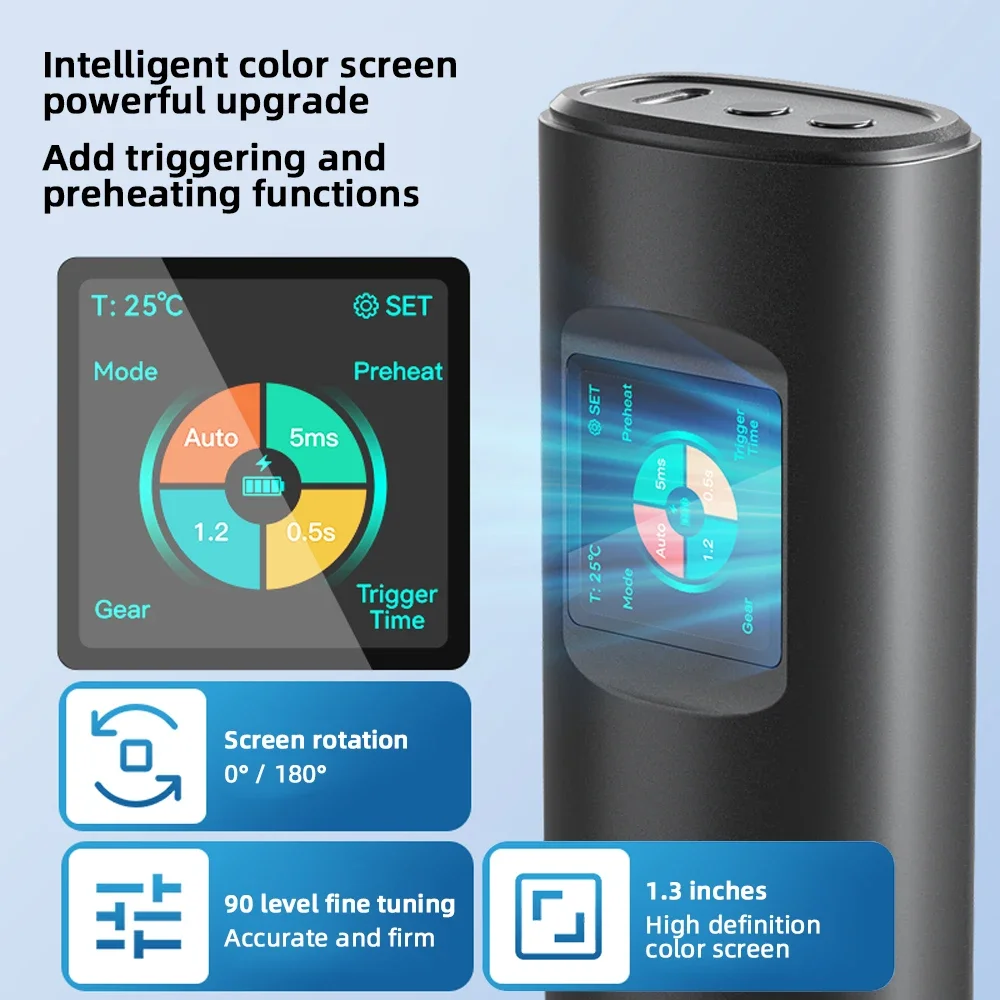 Soldador por puntos de 90 engranajes con pantalla grande a Color H2 H1 actualizado, potente máquina de soldadura por puntos Digital de mano ajustable, batería automática 18650