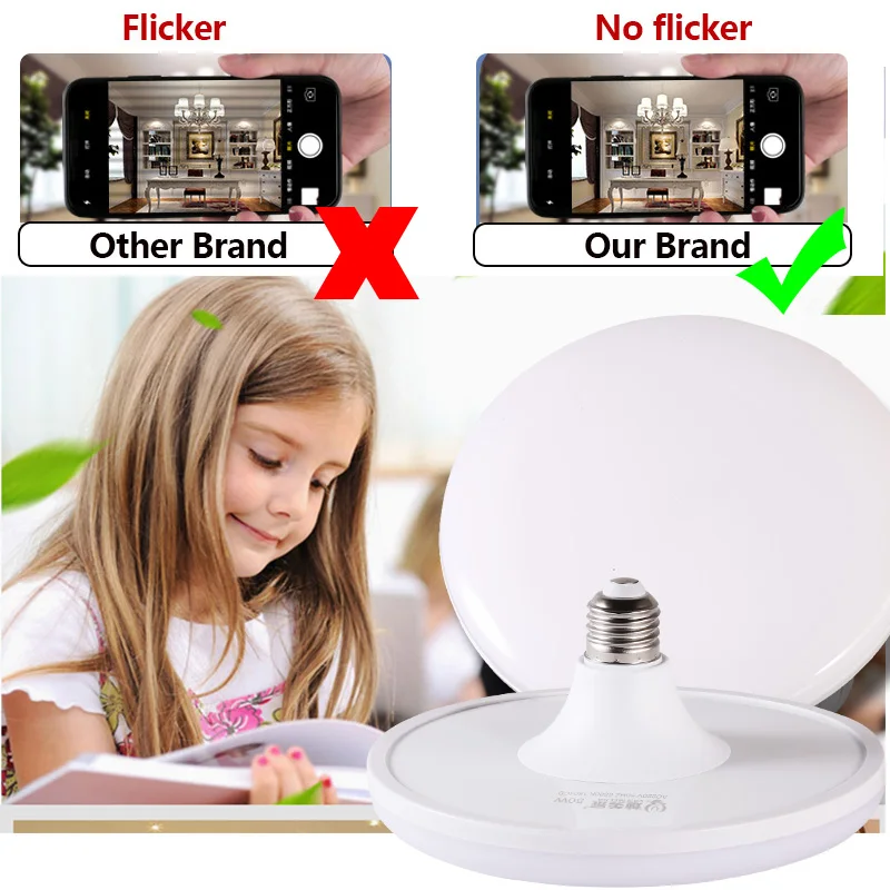 6500k Ceiling Lamp Garage Light LED Bulb AC 220v E27 Base Household Energy Saving Lamp 15W Indoor Lighting Flying Saucer Light