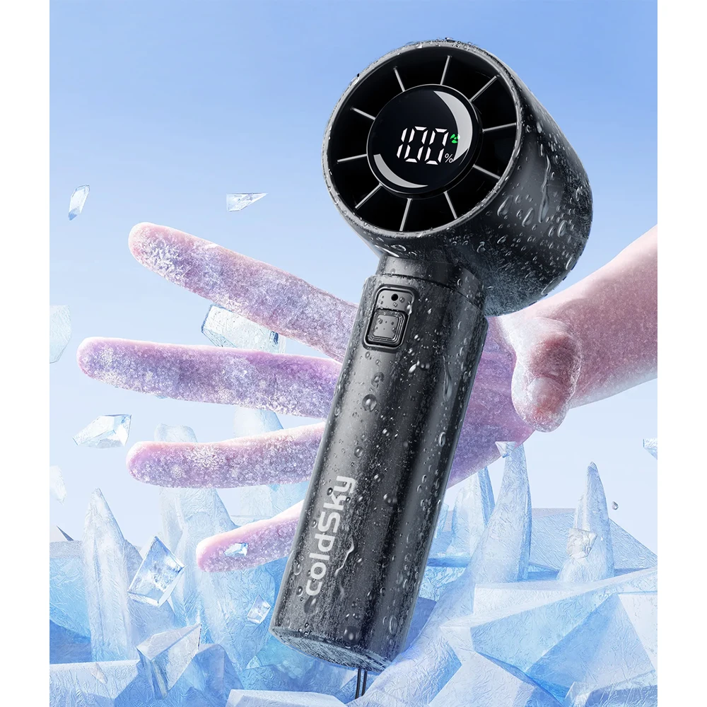 ColdSky Ventilador portátil portátil 4000mAh Bateria operado com display LED Ventilador pequeno pessoal portátil Mini ventilador de 5 velocidades para viagens