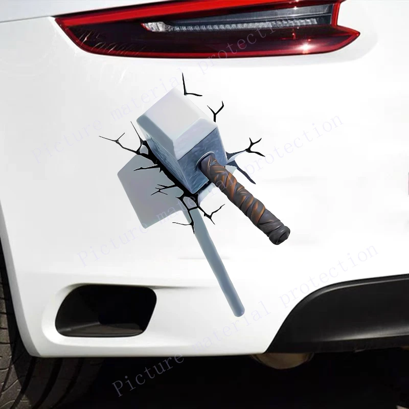 Pegatinas de coche con martillo de grietas 3D llamativas para vehículos todo terreno, cubierta de puerta de parachoques, arañazos, cuerpo de Scooter, calcomanías impermeables