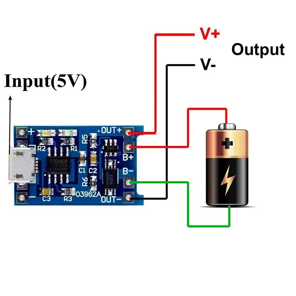 2/5 STÜCK Typ-C Micro Mini 5V1A 18650 TP4056 Lithium-Batterie-Ladegerät-Modul Ladeplatine mit Schutz Doppelfunktionen 1A Li-Ion