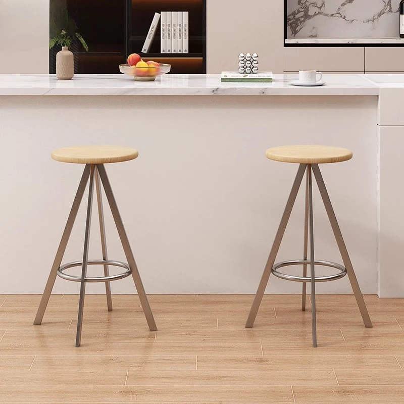 Nordic Modern Bar Stools with Round Seat  Luxury Counter Height Kitchen Island Stools for Home Bar & Restaurant Bar Furniture