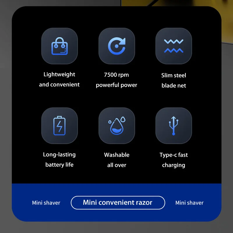 双頭ミニ磁気シェーバー Type-C 充電サイレント洗える電気シェーバーポータブル男性女性電気かみそり