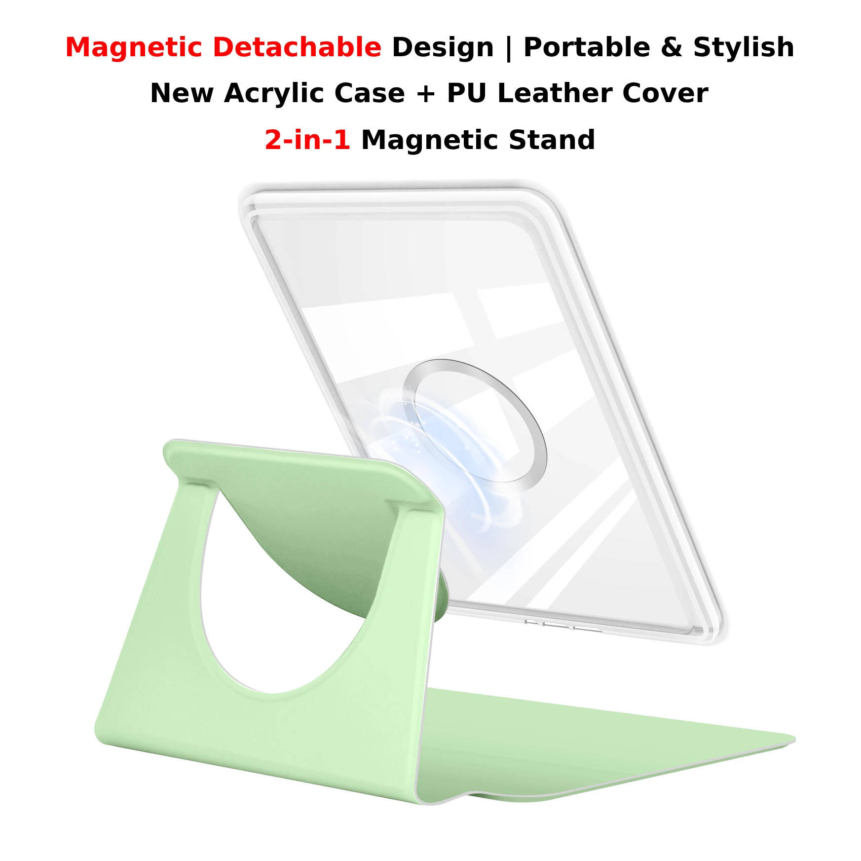 For Kindle 11th Gen Case 6'' 360° Rotatable 2-in-1 Magnetic Detachable Acrylic Case PU Leather Stand RS23CV C2V2L3 Sleep Funda