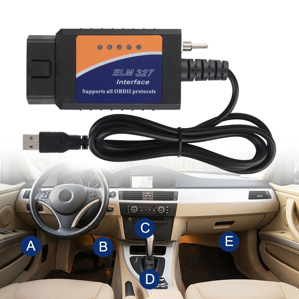 ELM327 USB v1.5 Cable de diagnóstico de coche obd2 SCANNER FORscan admite la mayoría de los protocolos OBDII HS-CAN y MS-CAN Chip PIC18F25K80
